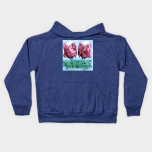 Mirroring, pink birds Kids Hoodie